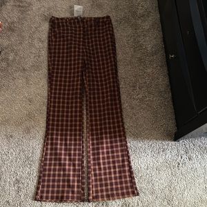 Burgundy plaid dress pants